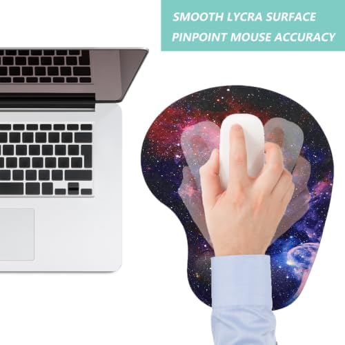 Mouse Pad with Wrist Support, Ergonomic Mouse Pads with Memory Foam Wrist Rest, Easy Typing Pain Relief, Comfortable Home Office Computer Wrist Support Pads for Working Studying Gaming, Starry Sky