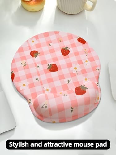 Lily Floral Mouse Pad Wrist Support Wrist Rest, Flower Ergonomic Mouse Pad with Non-Slip Base for Office Gaming Working Computers,Desk Accessories Pain Relief Mouse Mat, Plaid