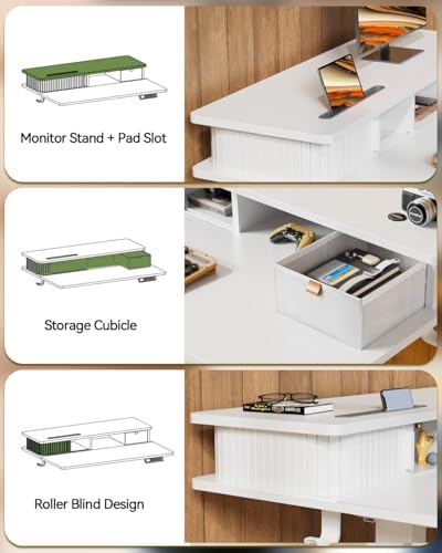 JOY worker 35" Small Electric Standing Desk with Monitor Stand & Storage