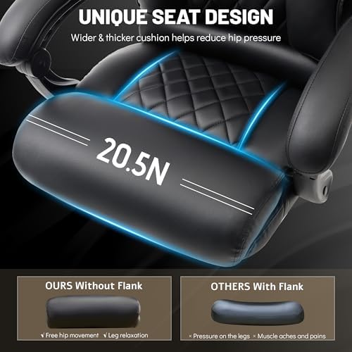 Office Chair with Foot Rest,3D Kneading Massage & Heat Executive Office Chairs for Heavy People,500LBS Big and Tall Office Chair,Ergonomic Reclining Desk Chair,Dual-Use Pillow,Home Office,Black