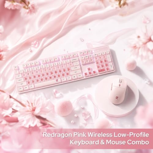 Redragon BS8531 Wireless 104-Key Low-Profile Keyboard, 4000 DPI Mouse Combo