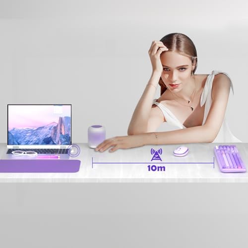 MOFII Keyboard and Mouse Wireless, 104 Keys Lovely Cute Colorful Typewriter