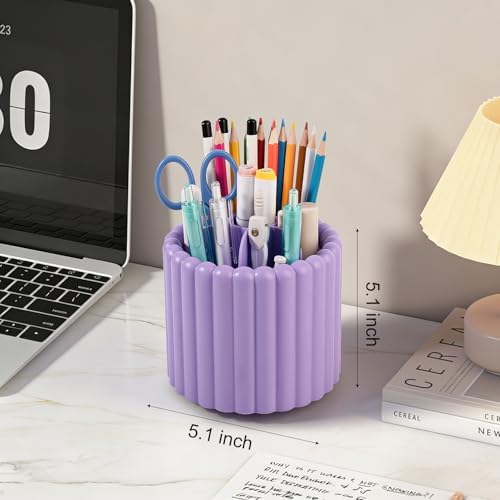Anyoifax Rotating Pen Holder for Desk Removable Pencil Cup, Small Purple
