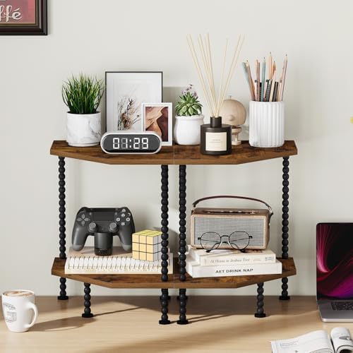 YINMIT Corner Shelf Stand, Standing Corner Display Shelf, 2 Tier