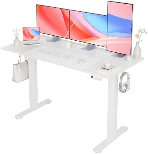 YDN Electric Standing Desk, 55x24 Inch, White