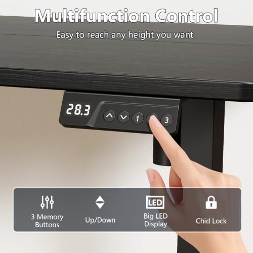 Electric Standing Desk, 47.2" Adjustable Desk with 3 Memory Height