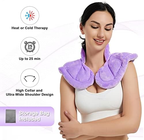MORLIDEN Neck Heating Pad Microwavable for Shoulders, Warmer Wrap Microwave Heating Pad for Neck and Shoulders for Pain Relief - Purple
