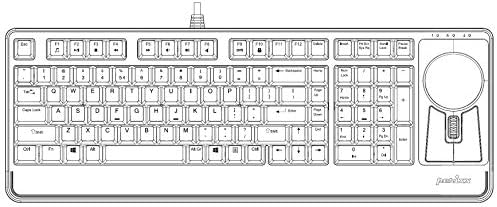 Perixx Periboard-522 Wired Trackball Mechanical Keyboard, Build-in 2.17 Inch Trackball with Pointing and Scrolling Feature, Durable 3.2lbs Weight