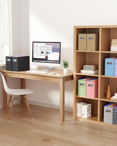 Oterri Portable Collapsible Cardboard File Box with Handle for Letter-Size