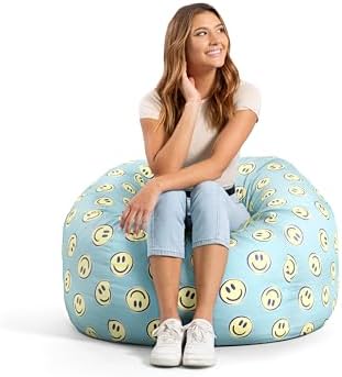 Big Joe Fuf 4Ft Foam Teen Bean Bag Chair, Smiley Face Plush