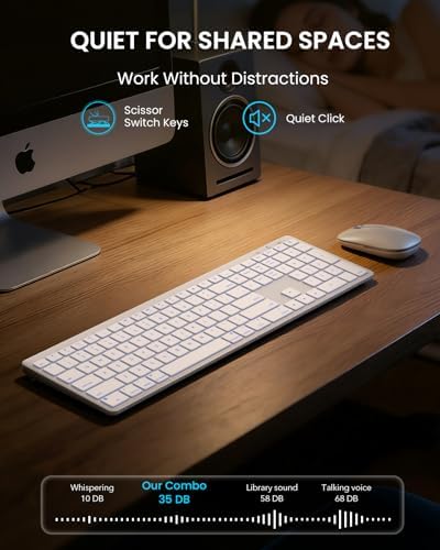 SABLUTE Bluetooth Keyboard and Mouse for Mac, Multi-Device, 7-Color Backlit