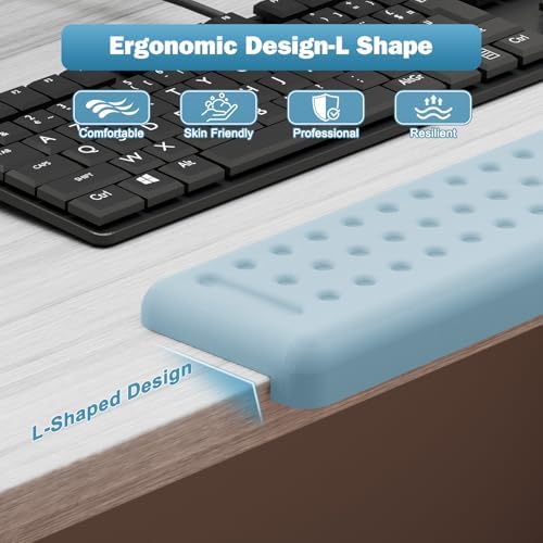 Leolee L-Shaped Desk Long Wrist Rest Elbow 60CM, Light Blue Arm Rest Desk
