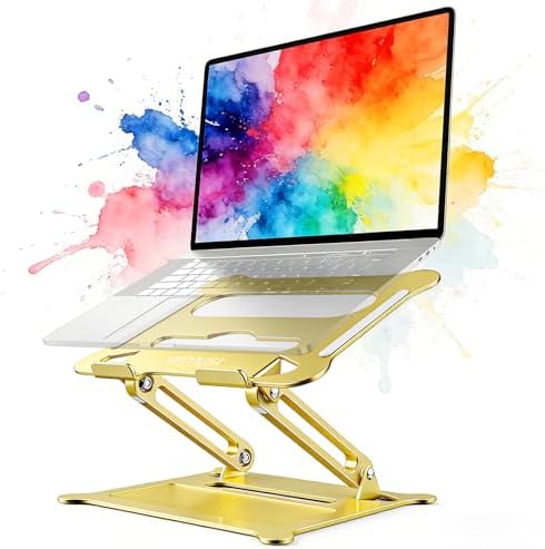 Urmust Adjustable Laptop Stand for Desk, 10-15.6“ Laptop Riser, Gold
