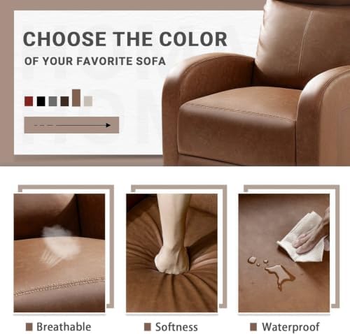 Homall Recliner Chair, Recliner Sofa PU Leather for Adults, Khaki Recliners