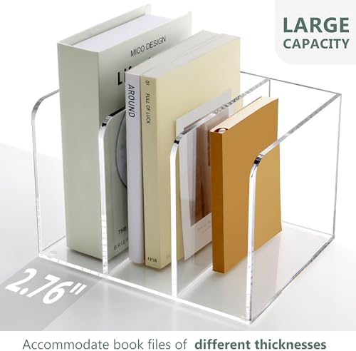 SANRUI Acrylic Magazine Holder Desk Organizer Workspace Sorter Clear 3 Slot