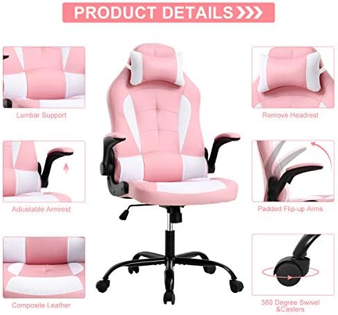 Meet perfect Ergonomic Gaming Chair with Lumbar Support, Pink