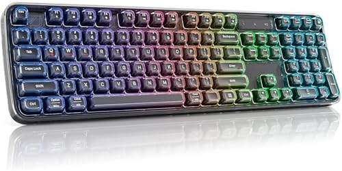 MOFII Clear Curved Ergonomic Wireless Keyboard, Tri-Mode BT5.0/2.4G/USB-C