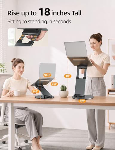Nulaxy 18" Height Telescopic 360 Rotating Aluminum Laptop Stand Desk, Gray