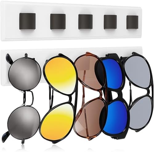 2 Pack Wooden Sunglasses Organizer Holder Wall Mounted