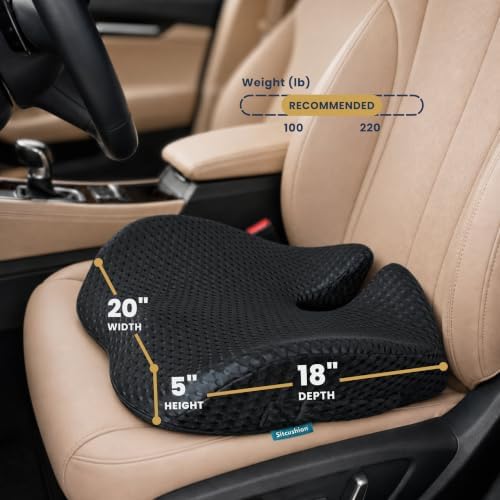 Car Seat Cushion for Driving, Coccyx Cushion for Car (Breathable 4D Cover)