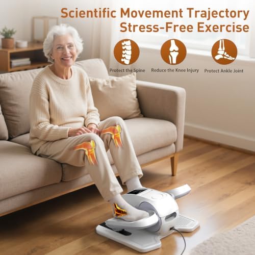 Under Desk Elliptical Exercise Machine, Elliptical Leg Exerciser as Seen on TV, 12 Speeds Leg Exerciser While Sitting for Seniors, Electric Seated Foot Pedal Exerciser for Home Gift for Women