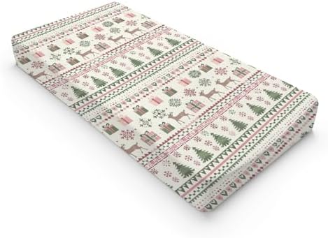 Cute Christmas Theme Reindeer Trees Snowflakes Winter Holiday Pattern Baby Changing Pad Cover, Unisex Christmas Nursery Diaper Changing Table Pad Mat Sheet for Boys Girls-16x32