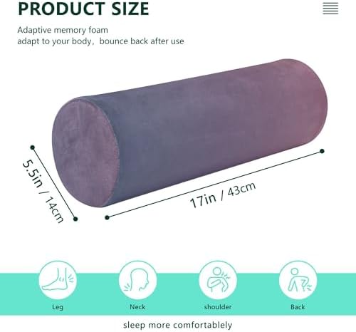 Bolster Pillow for Legs Massage Table Firm Neck Roll Pillow Decorative Round Pillow Roller Massage Bed Car Neck Support Pillow Blue Pink Gradient