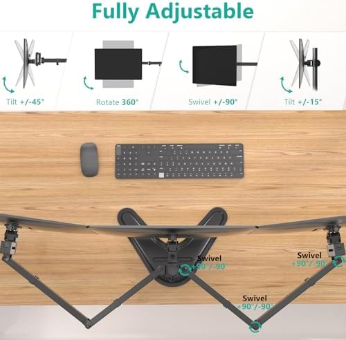 WALI Freestanding Triple Monitor Stand for 13-27 inch Screens，22lbs per Arm
