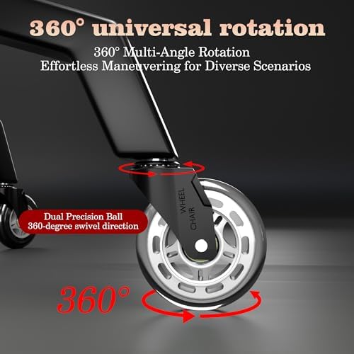 3 Inch Office Chair Casters Heavy Duty (5-Pack) - 650LBS Capacity PU Wheels,Office Chair Wheels Replacement，Non-Marking Hardwood Floor Safe,Fits Standard 7/16" x 7/8" Stem Chairs