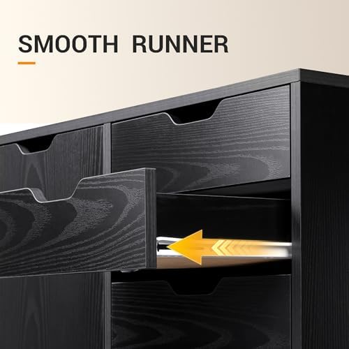 DEVAISE 5-Drawer Wood Drawer Cabinet, Office Storage Cabinet, Black