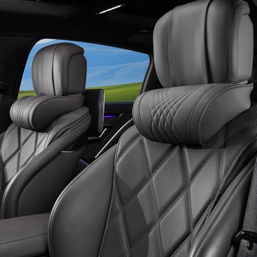 Car Neck Pillow for Driving Headrest Memory Foam Black, 2 Packs