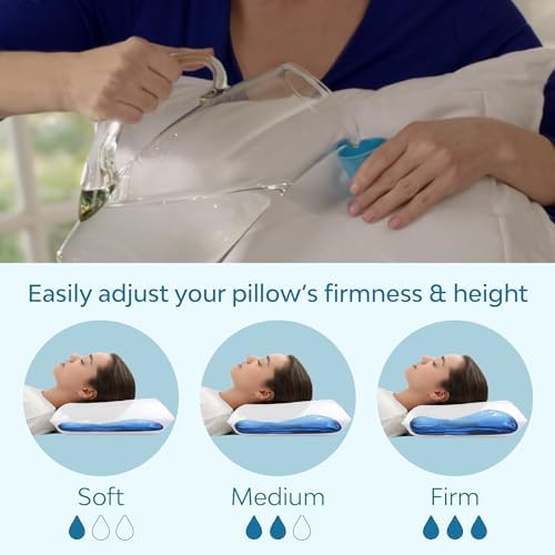 Mediflow Fiber Water Pillow - Adjustable for Neck Pain Relief, Pillow for Side, Back, and Stomach Sleepers, The Original Inventor of The Water Pillow, Clinically Proven Bed Pillow (2 Packs)