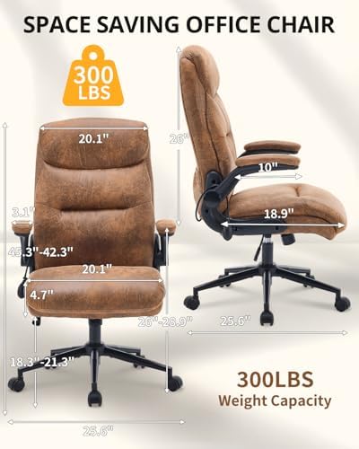 Karl home Ergonomic Office Chair Inflatable Lumbar High Back, Brown
