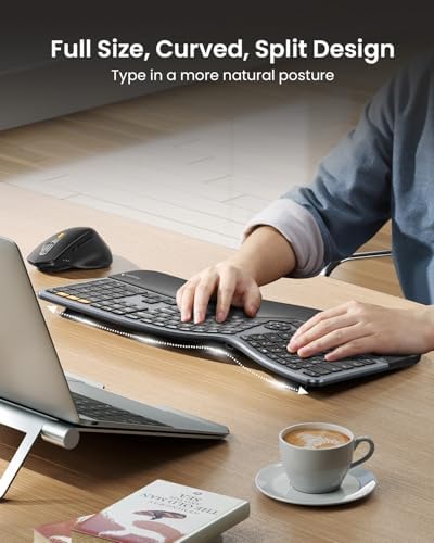 ProtoArc EKM01 Plus Wireless Ergonomic Keyboard Mouse Combo - Gray Black