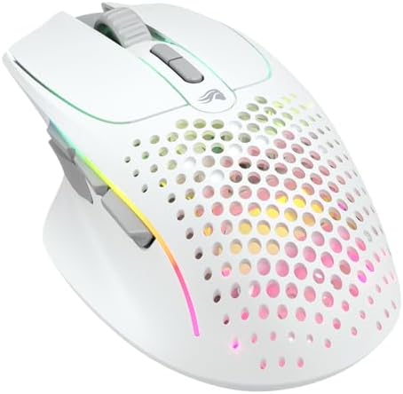 GLORIOUS Gaming Model I 2 Wireless Gaming Mouse - Hybrid 2.4Ghz & Bluetooth, 75g Superlight, 9 Buttons (2 Swappable), RGB, PTFE Feet, MMO/MOBA/FPS, Long Battery Life, Side Thumb Rest - White
