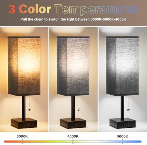 Fenmzee Bedside Lamp for Bedroom Set of 2 - Black Table Lamp for Nightstand