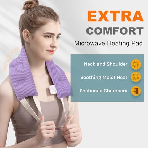 uncn Heating Pad for Neck and Shoulders and Back Moist Small Microwavable Neck Wrap Warmer Weighted Heat Wrap Microwave Heatable Rice Beanbag Cervical Hot Pack Lavender Scented 1.5Pounds