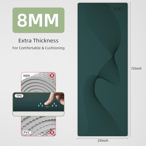 ILILI Exercise Mat 72''x25''×0.3''(8MM)