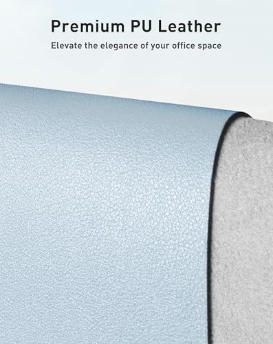 Aothia Faux Leather Desk Mat - Large Mouse Pad, Non-Slip PU Leather Blotter, Waterproof Writing Surface for Office and Home (Baby Blue, 63" x 24")