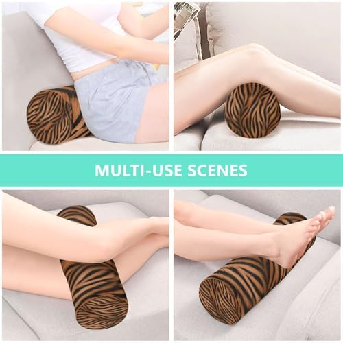 Animal Prints Neck Roll Pillow - Extra Dense Memory Foam Round Cylinder Bolster for Cervical Support, Spondylosis, Neck Pain Relief