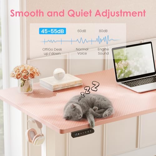 OffiGo 40" Pink Electric Standing Desk Height Adjustable for Home Office