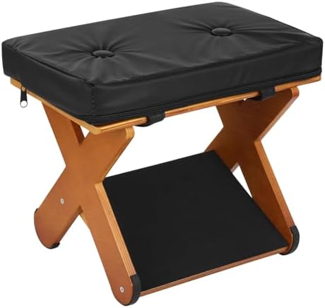 Double Step Foot Rest Under Desk, Ergonomic Wood Foot Stool with PU Cushion Top, Desk Foot Rest for Office Chair, Under Desk Footrest Stool for Work, Leg Rest Support (Walnut Finish)