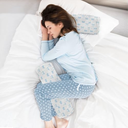 Cartoon Cute Blue Bow decorative Yoga Neck Roll Pillow Roller Pillow For Back Massage Table Cushion Pad Foam Memory Foam Back Support cojines para sala