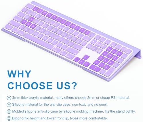 WINFFOR Comfortable Computer Keyboard Stand - Ergonomic Keyboard Riser Acrylic Tilted Keyboard Holder for Easy Typing&Working at Home Office - Fits All Keyboard Sizes - 17'' Wide (Purple)