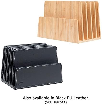 MobileVision Bamboo Desktop File Folder Organizer and Paper Tray, 5 Slots