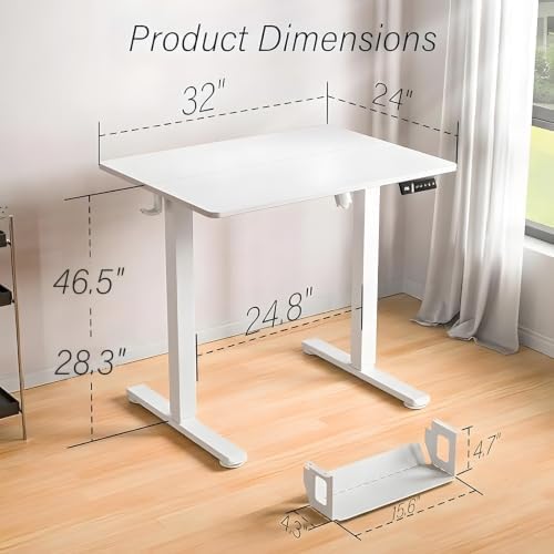 Kingant Standing Desk, 32x24 Inch Electric Height Adjustable Computer Desk