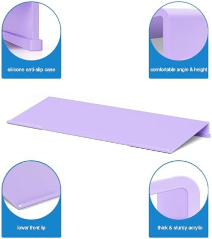 WINFFOR Comfortable Computer Keyboard Stand - Ergonomic Keyboard Riser Acrylic Tilted Keyboard Holder for Easy Typing&Working at Home Office - Fits All Keyboard Sizes - 17'' Wide (Purple)