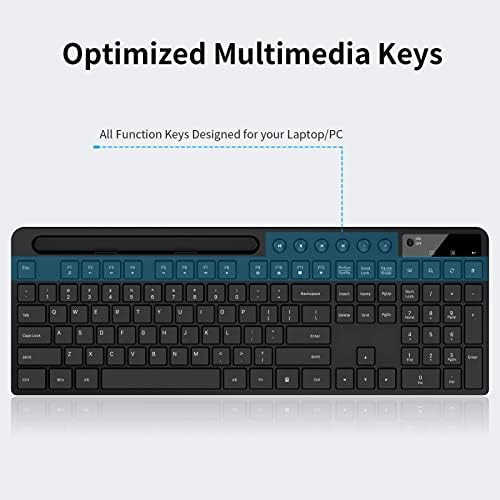MARVO Wirelss Keyboard and Mouse Combo with Phone Holder, Full-Size, Black