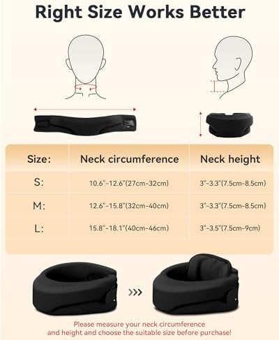 Heated Neck Brace Cervical Collar - Neck Support Brace with Heating Pad, Soft Foam Keep Vertebrae Stable and Aligned for Relief of Cervical Spine Pressure for Women & Men (Small Size) Midnight Black