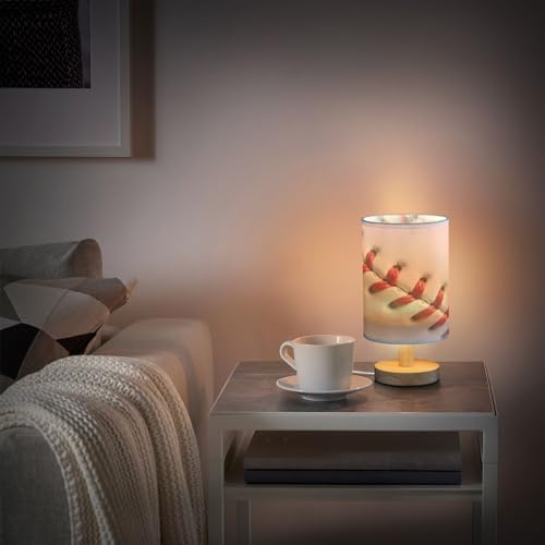 ALAZA Sport Ball Baseball White Decor Bedside Table Lamp with USB Port for Bedroom Nightstand Office Desk LED Bulb Included